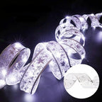 Christmas Ribbon Lights Wire-Reinforced Organza Battery-Powered 10 Meters