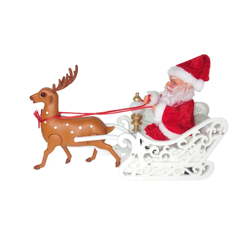 Christmas Sleigh Decoration Handcrafted Reindeer & Santa