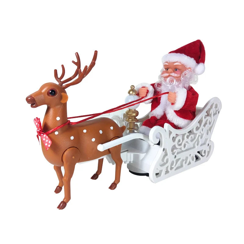 Christmas Sleigh Handcrafted Reindeer & Santa Tabletop Centerpiece