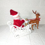 Christmas Sleigh Handcrafted Reindeer & Santa Tabletop Centerpiece