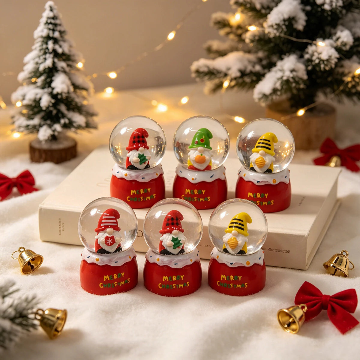 Christmas Snow Globe Shatterproof Glass Santa & Tree Figurines