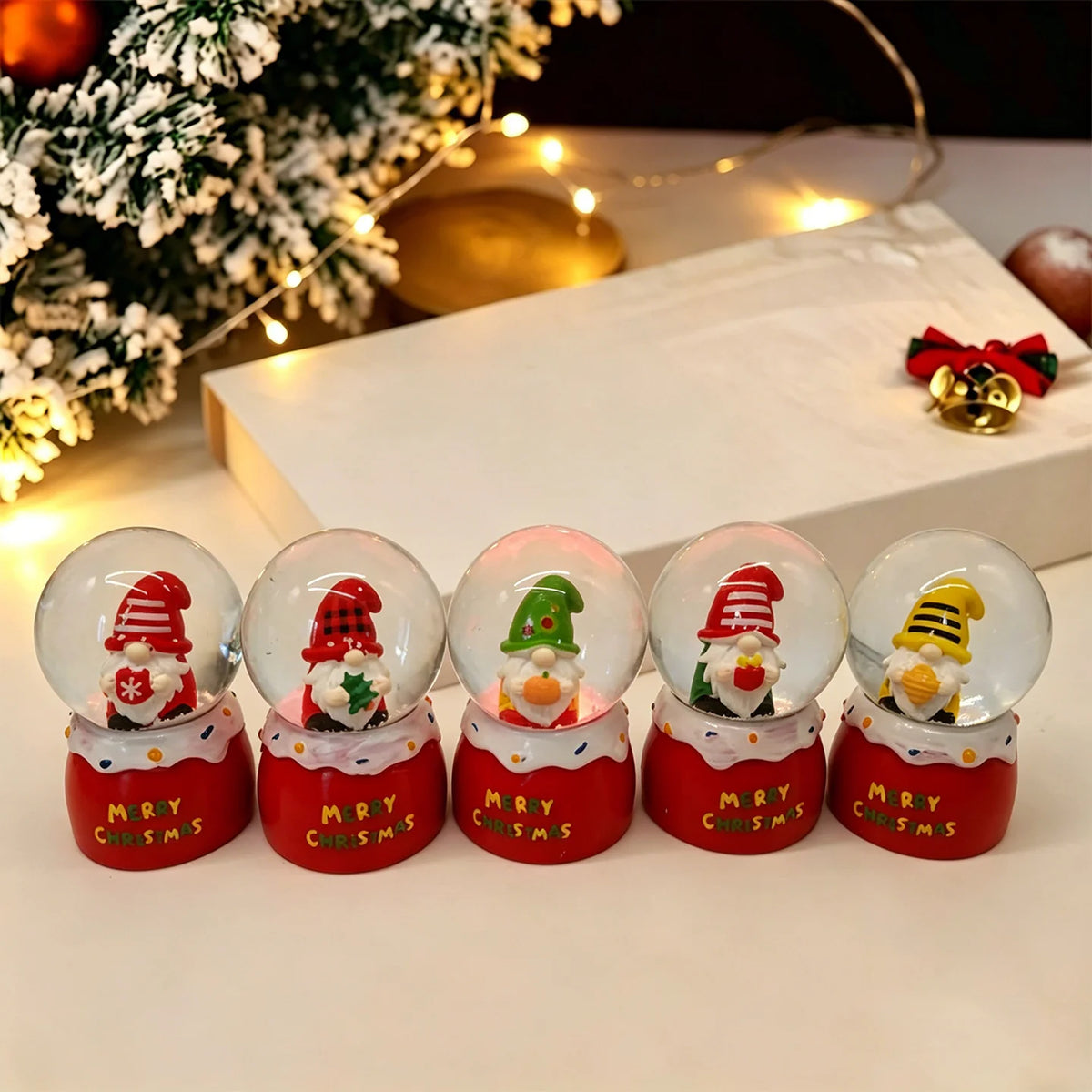 Christmas Snow Globe Shatterproof Glass Santa & Tree Figurines
