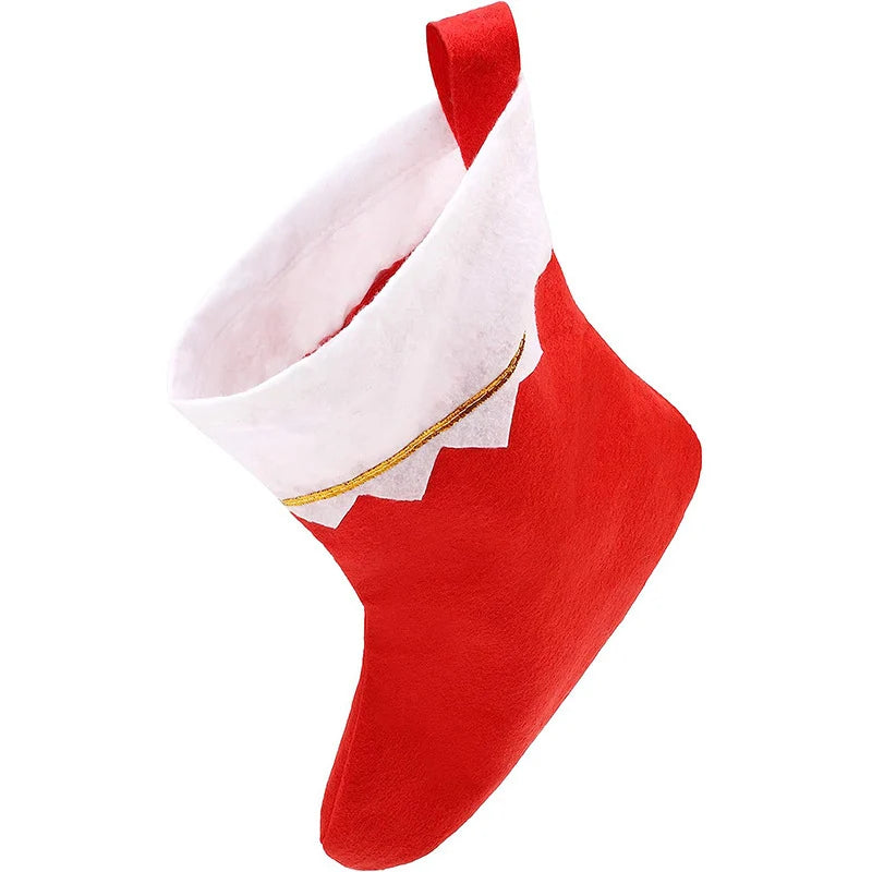 Christmas Stocking Gold-Edged Wave Trim Large Capacity