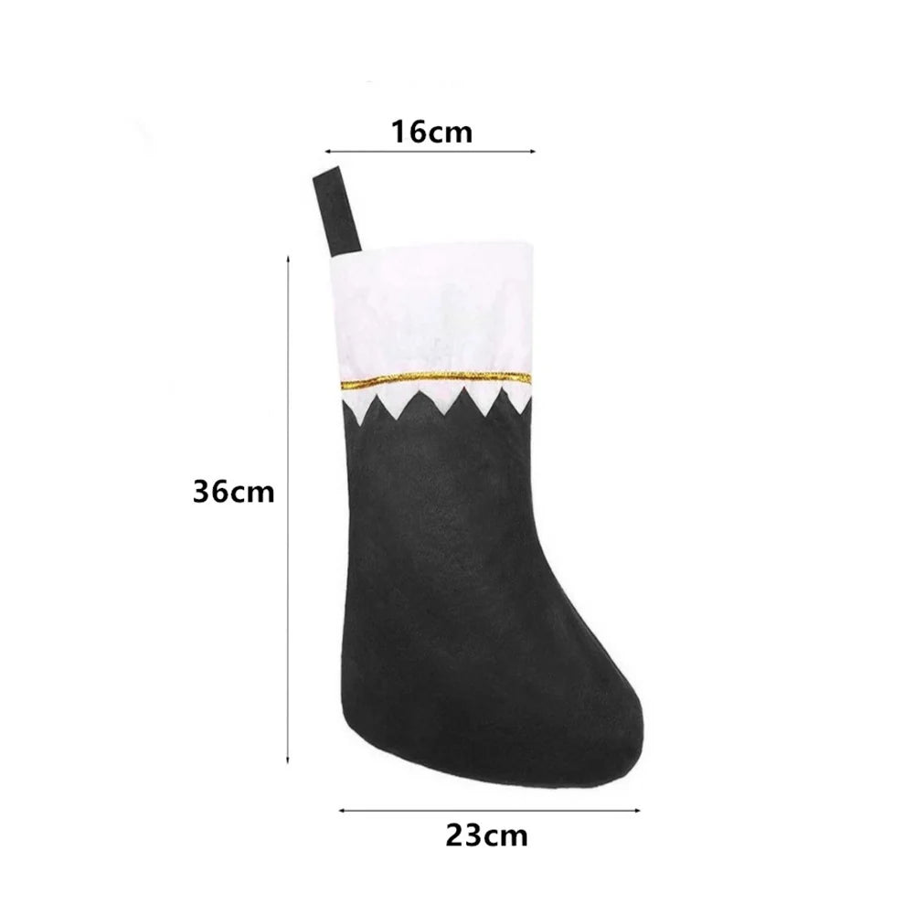Christmas Stocking Gold-Edged Wave Trim Large Capacity