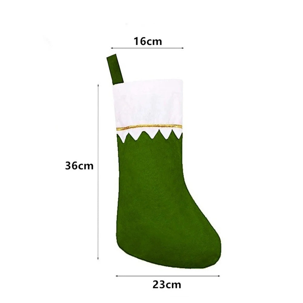 Christmas Stocking Gold-Edged Wave Trim Large Capacity