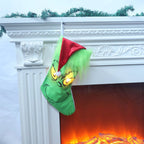 Christmas Stocking Grinch Design Plush Cuff & Spacious Interior