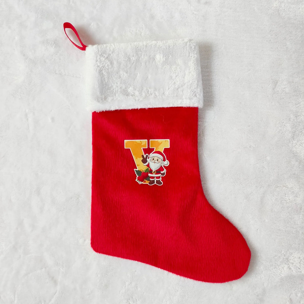 Christmas Stocking Personalized Monogram Soft Plush White Cuff