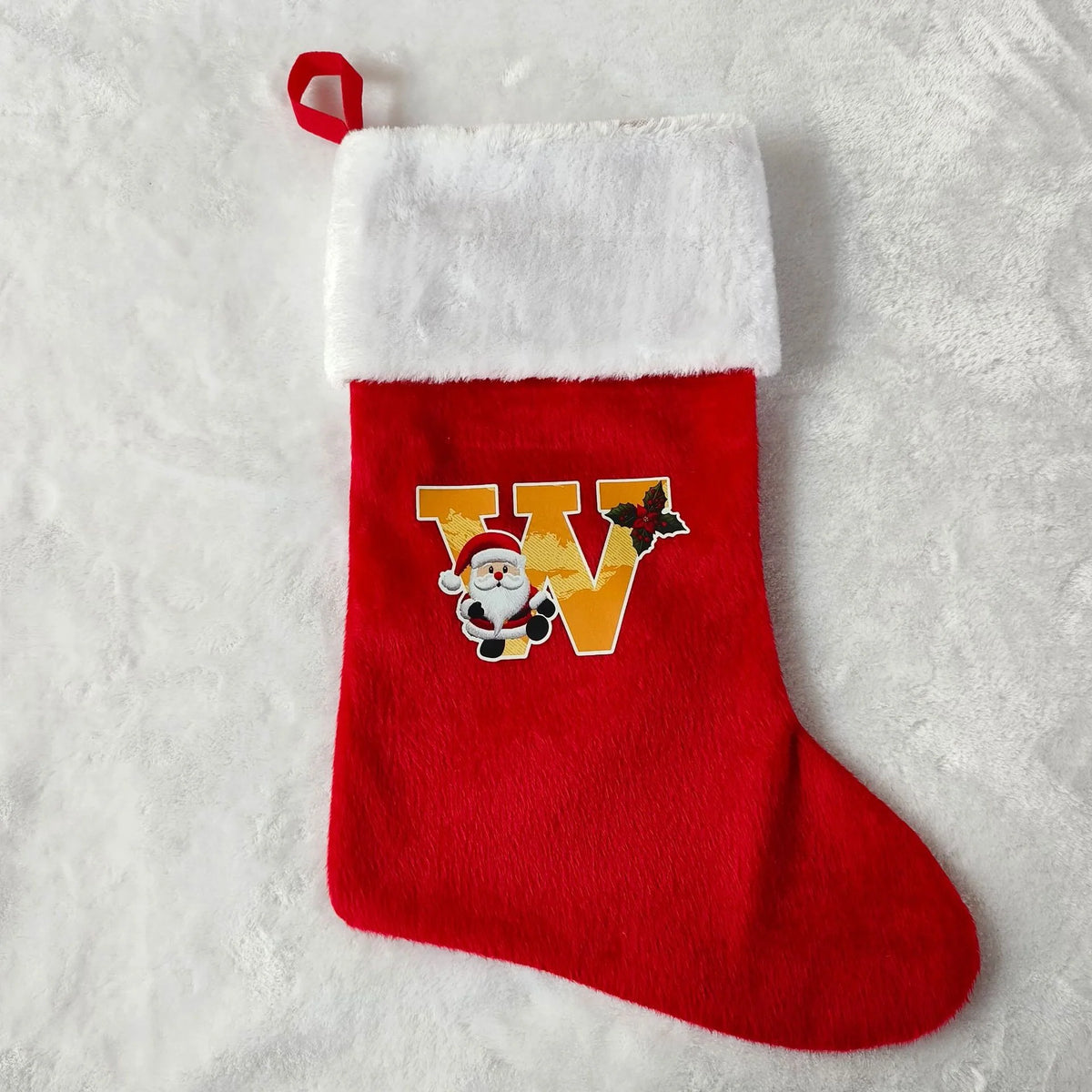 Christmas Stocking Personalized Monogram Soft Plush White Cuff
