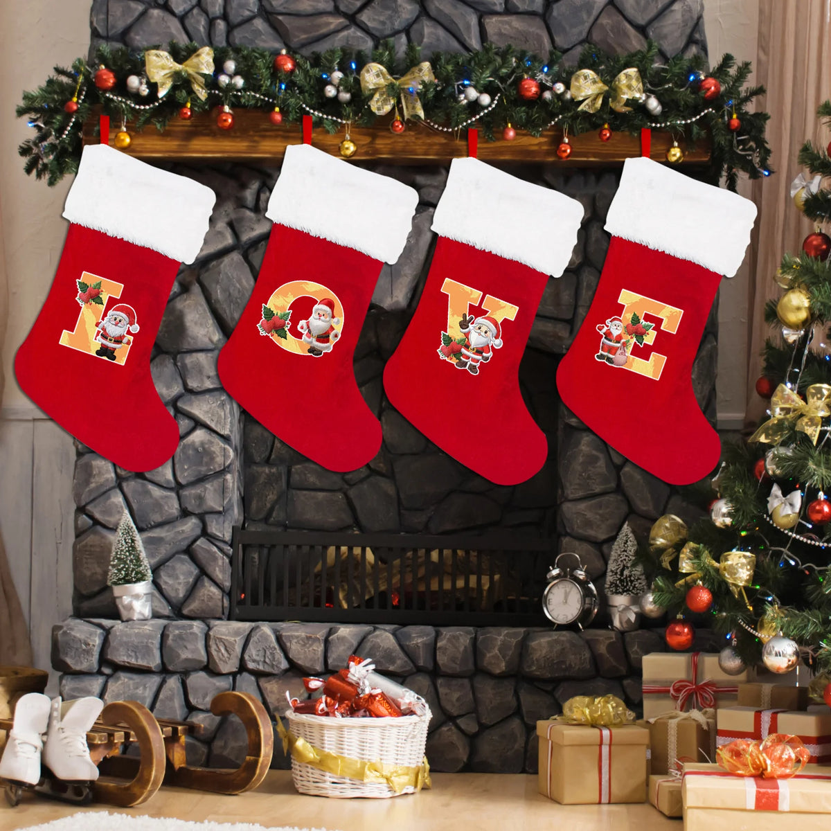 Christmas Stocking Personalized Monogram Soft Plush White Cuff
