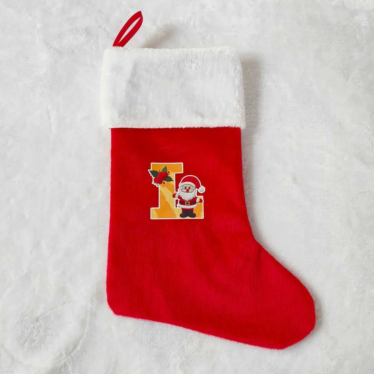 Christmas Stocking Personalized Monogram Soft Plush White Cuff