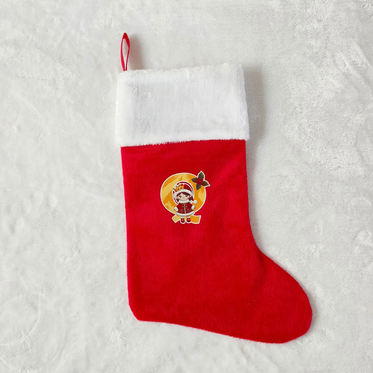 Christmas Stocking Personalized Monogram Soft Plush White Cuff