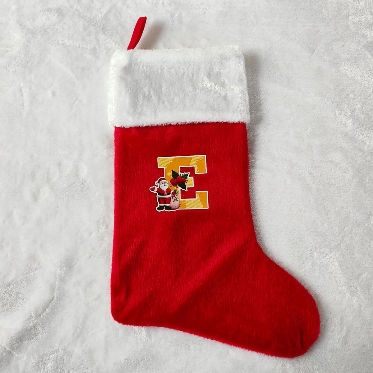 Christmas Stocking Personalized Monogram Soft Plush White Cuff