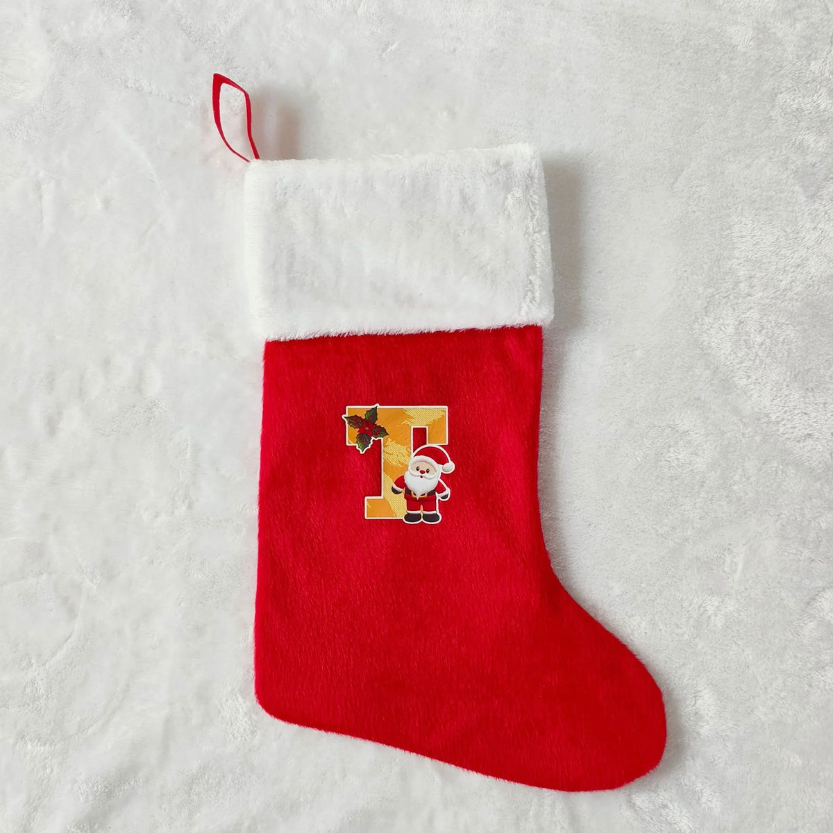 Christmas Stocking Personalized Monogram Soft Plush White Cuff