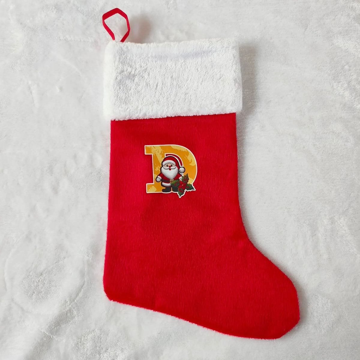 Christmas Stocking Personalized Monogram Soft Plush White Cuff