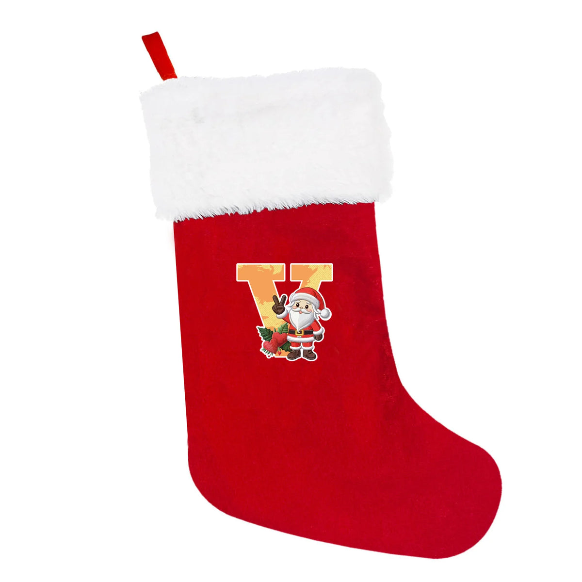 Christmas Stocking Personalized Monogram Soft Plush White Cuff