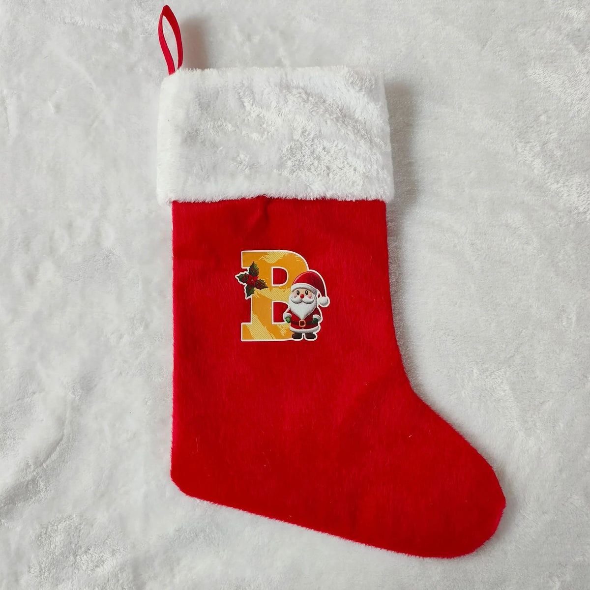 Christmas Stocking Personalized Monogram Soft Plush White Cuff