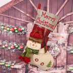 Christmas Stocking Plush Snowman Design & Sturdy Hanger