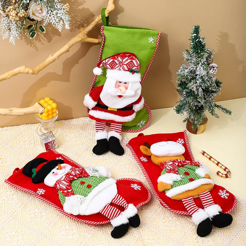 Christmas Stocking Reindeer Design Soft Durable Fabric