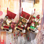 Christmas Stocking Reindeer Design Soft Durable Fabric Hanging Loop