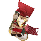 Christmas Stocking Reindeer Design Soft Durable Fabric Hanging Loop