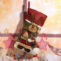 Christmas Stocking Reindeer Design Soft Durable Fabric Hanging Loop