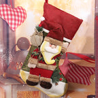 Christmas Stocking Reindeer Design Soft Durable Fabric Hanging Loop