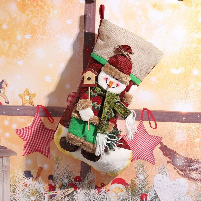 Christmas Stocking Reindeer Design Soft Felt Hanging Loop