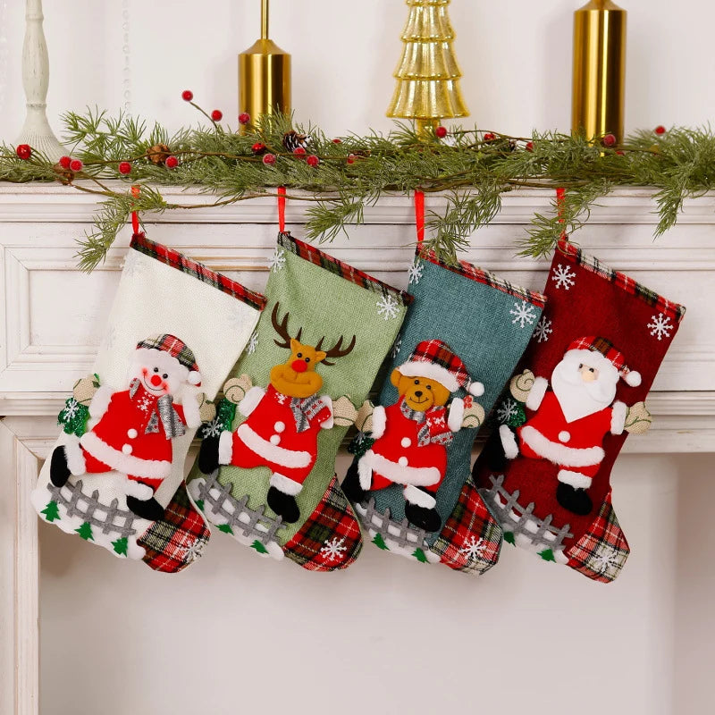 Christmas Stocking Reindeer Motif Durable Fabric