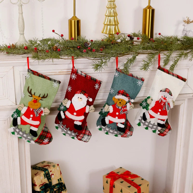 Christmas Stocking Reindeer Motif Durable Fabric