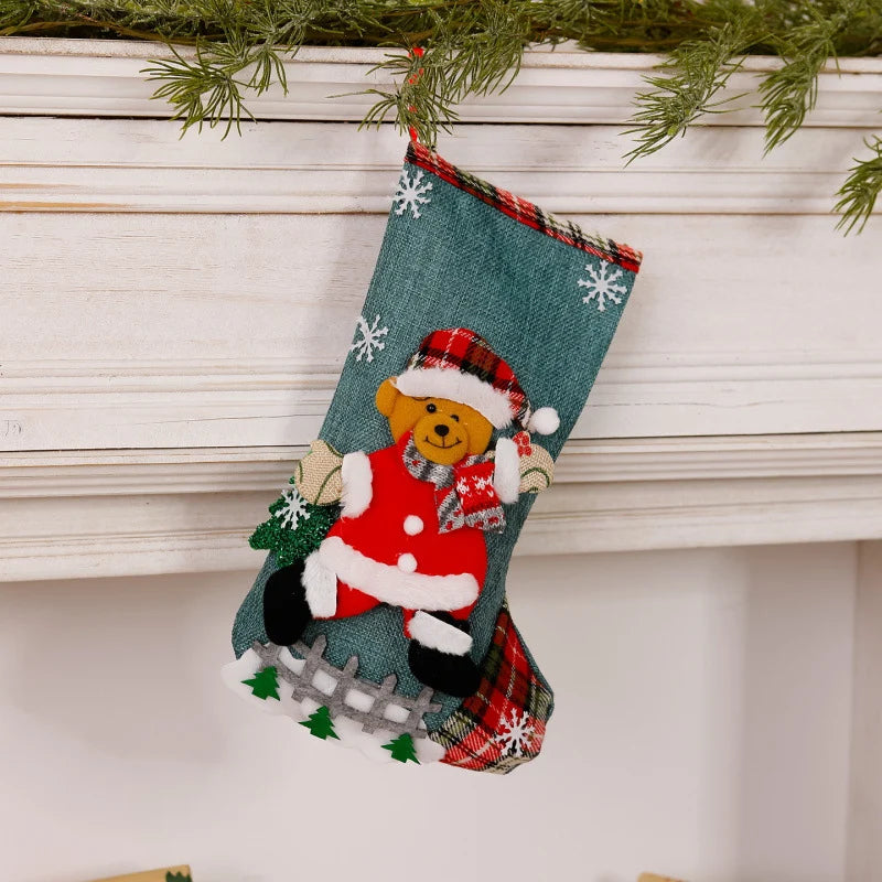Christmas Stocking Reindeer Motif Durable Fabric