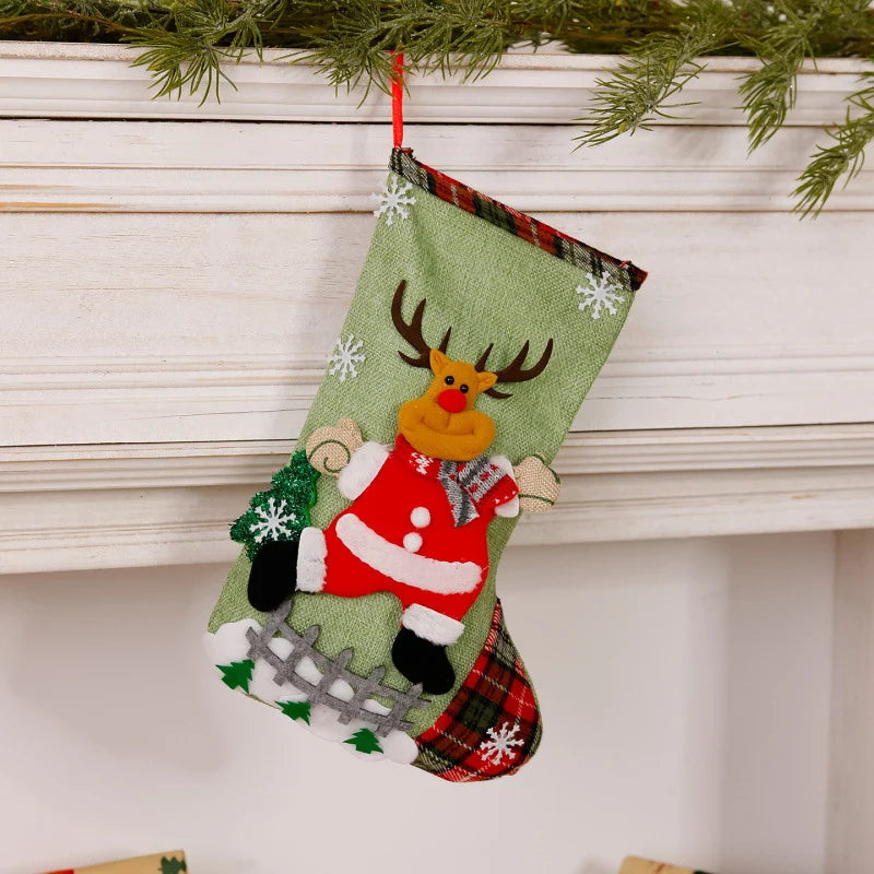 Christmas Stocking Reindeer Motif Durable Fabric