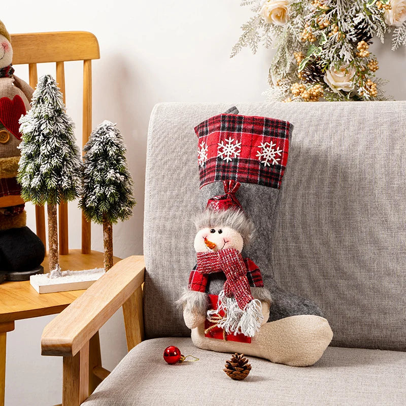 Christmas Stocking Reindeer Motif Durable Spacious Interior