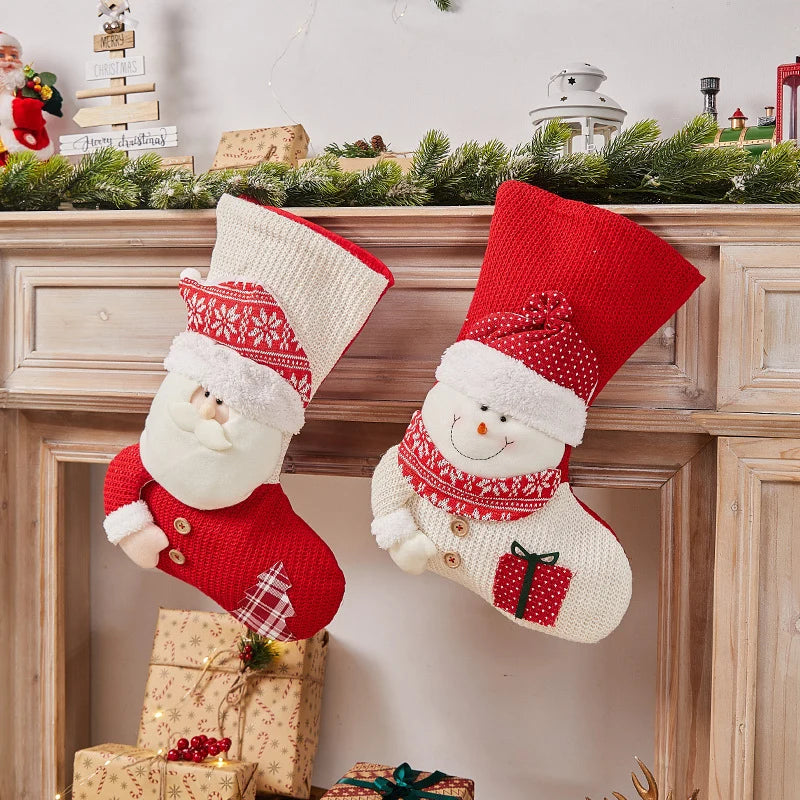 Christmas Stocking Santa Claus Plush Hanging