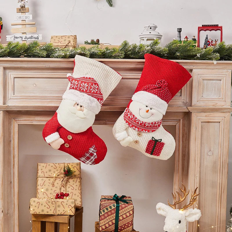 Christmas Stocking Santa Claus Plush Hanging