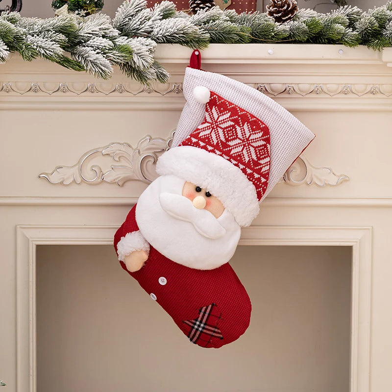 Christmas Stocking Santa Claus Plush Hanging