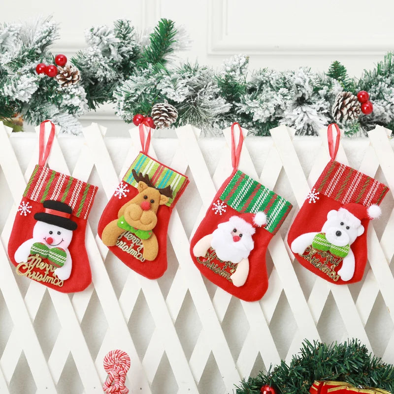 Christmas Stocking Santa Design Soft Felt Hanging Loop