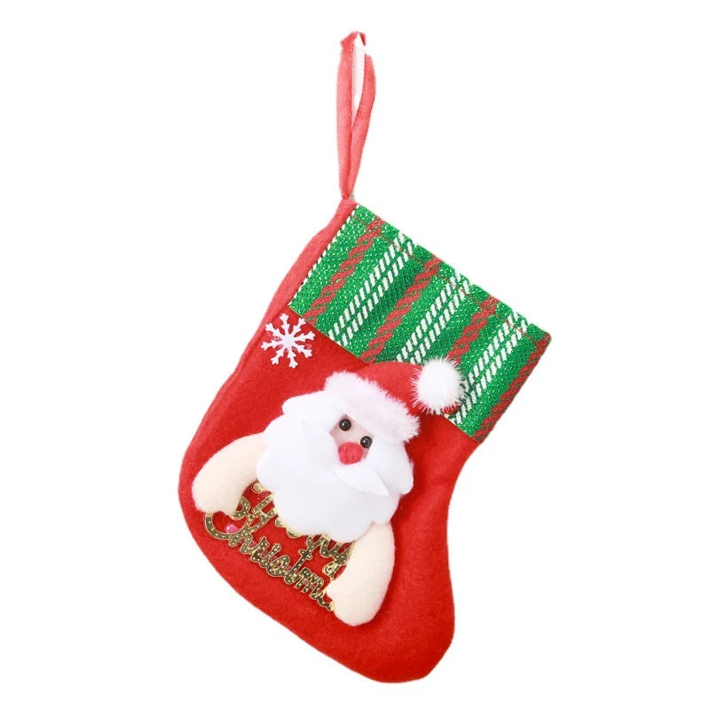 Christmas Stocking Santa Design Soft Felt Hanging Loop
