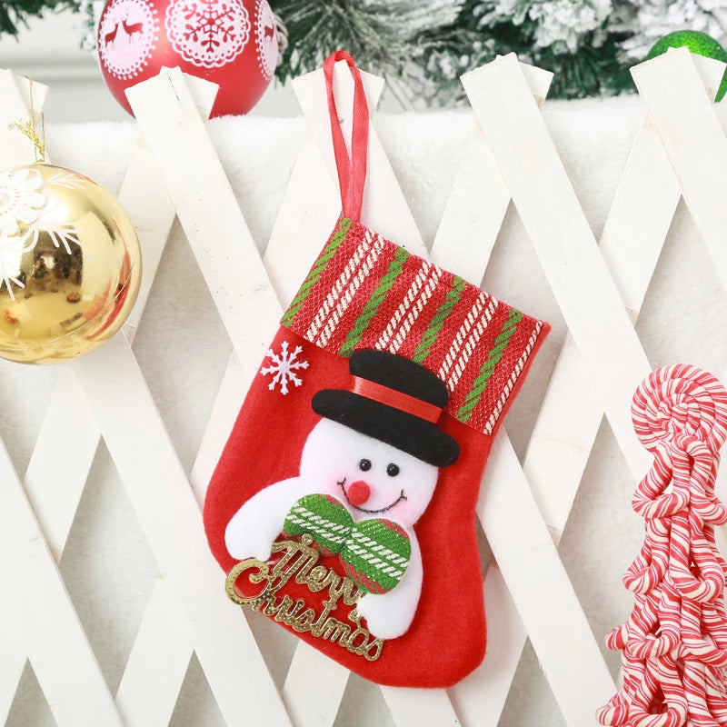 Christmas Stocking Santa Design Soft Felt Hanging Loop