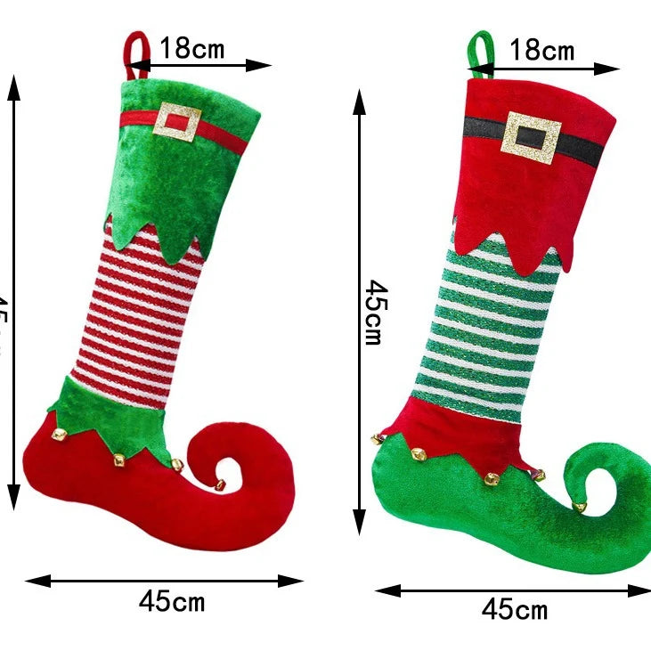 Christmas Stocking Santa Motif Sparkling Plush With Hanging Loop