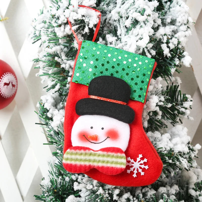 Christmas Stocking Soft Plush Santa & Snowflake Design
