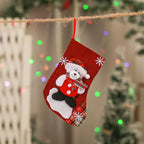 Christmas Stocking Soft Plush Santa & Snowflake Design