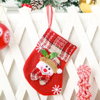 Christmas Stocking Soft Plush Santa & Snowflake Design