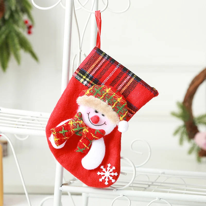 Christmas Stocking Soft Plush Santa & Snowflake Design