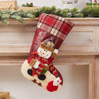 Christmas Stocking Soft Plush Santa & Snowflake Design