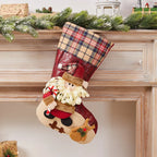 Christmas Stocking Soft Plush Santa & Snowflake Design