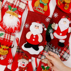 Christmas Stocking Soft Plush Santa & Snowflake Design