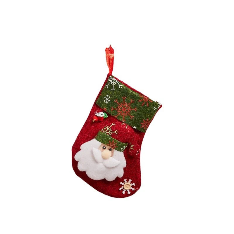 Christmas Stocking Soft Plush Santa & Snowflake Design