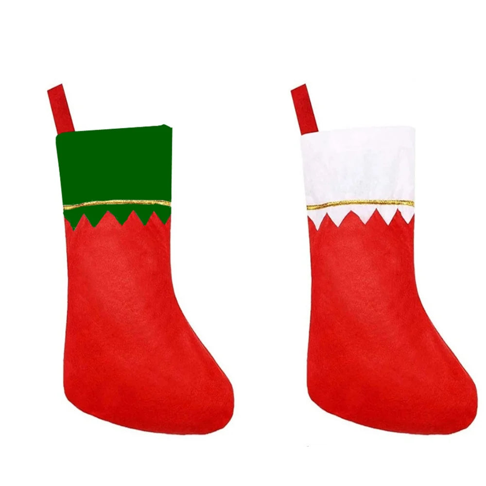 Christmas Stocking Spacious Durable Soft Fabric Gold Trim