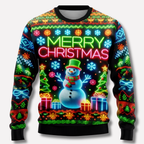 Christmas Sweater Neon-Effect Graphic Soft Knit Unisex Fit