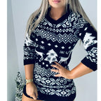 Christmas Sweater Soft Knit Reindeer Pattern Machine Washable